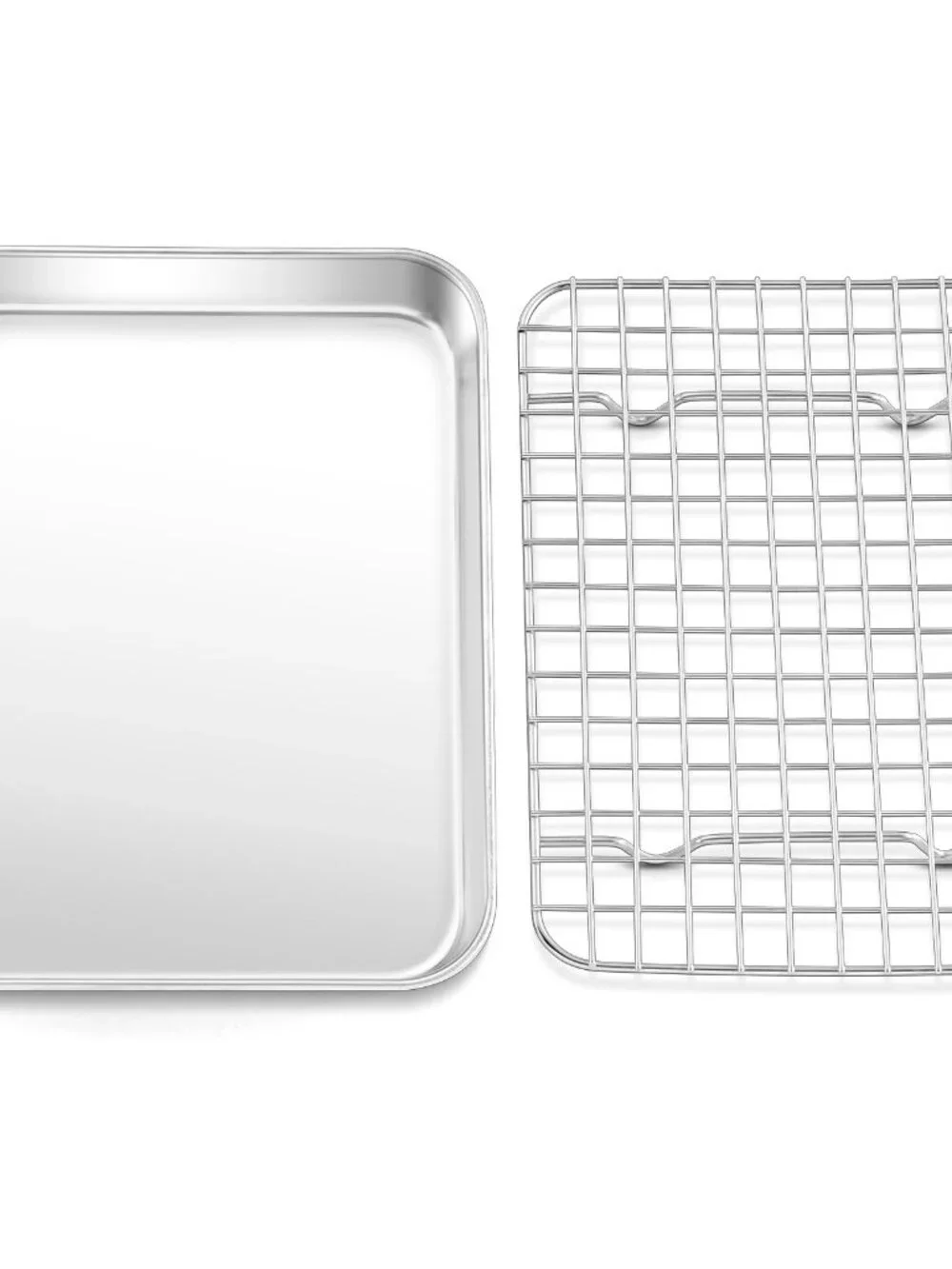 TeamFar Toaster Oven Pan with Rack Set, 9 x 7 x 1 Stainless Steel Compact Toaste